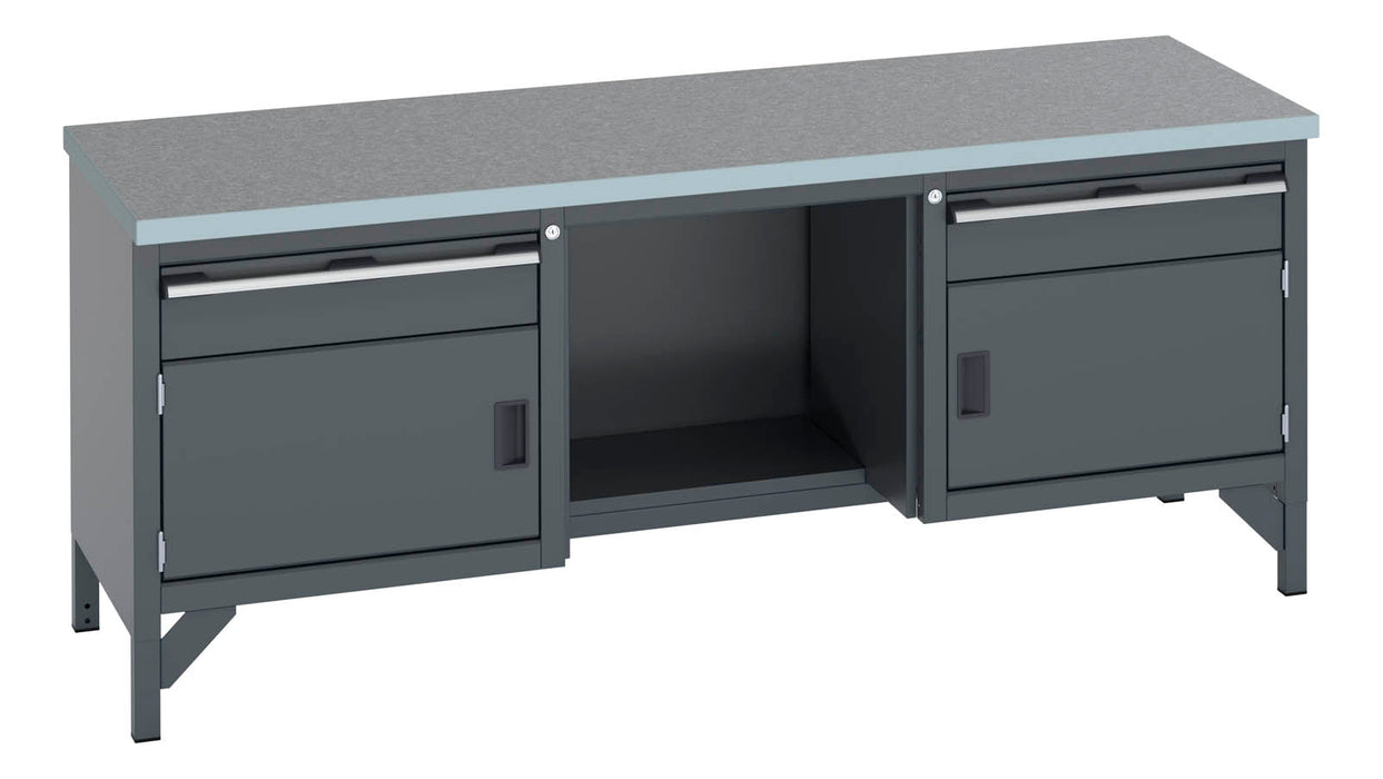 Bott Cubio Storage Bench (Lino) 1 Drwr-Door / 1/2 Shelf / 1 Drwr-Door (WxDxH: 2000x750x840mm) - Part No:41002069