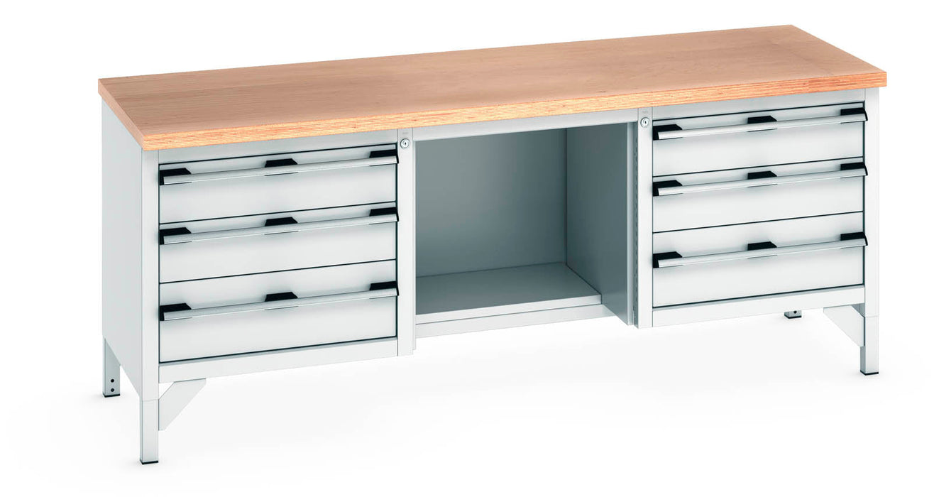 Bott Cubio Storage Bench (Mpx) 3 Drawers / Half Base Shelf / 3 Drawers (WxDxH: 2000x750x840mm) - Part No:41002073