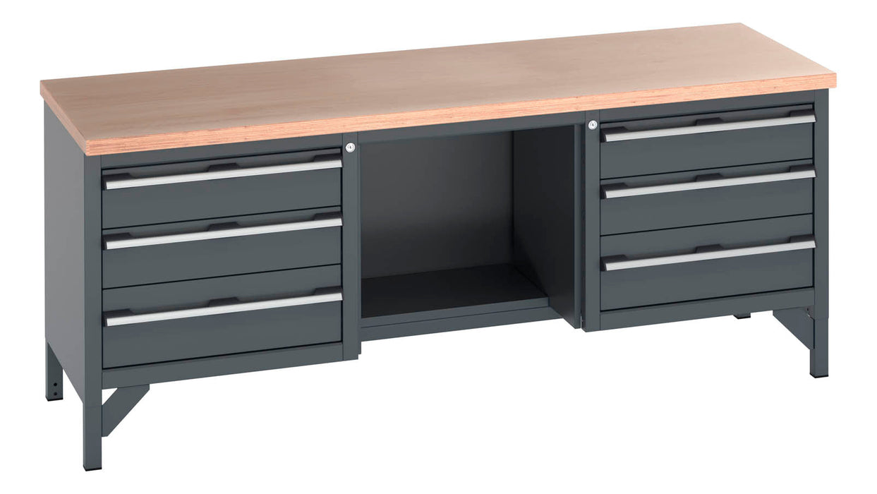 Bott Cubio Storage Bench (Mpx) 3 Drawers / Half Base Shelf / 3 Drawers (WxDxH: 2000x750x840mm) - Part No:41002073
