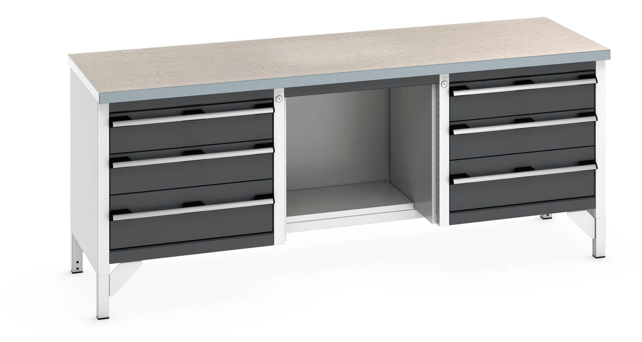 Bott Cubio Storage Bench (Lino) 3 Drawers / Half Base Shelf / 3 Drawers (WxDxH: 2000x750x840mm) - Part No:41002075