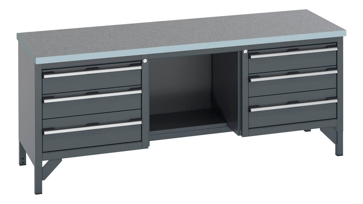Bott Cubio Storage Bench (Lino) 3 Drawers / Half Base Shelf / 3 Drawers (WxDxH: 2000x750x840mm) - Part No:41002075