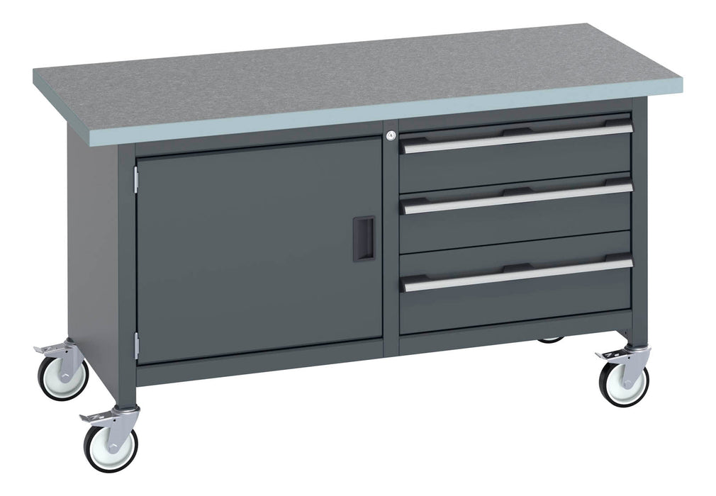 Bott Cubio Mobile Storage Bench (Lino) Full Cupboard / 3 Drawers (WxDxH: 1500x750x840mm) - Part No:41002102