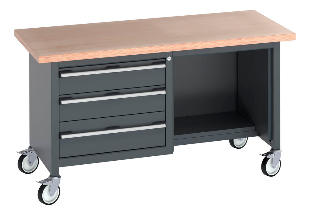 Bott Cubio Mobile Storage Bench (Mpx) 3 Drawers / Open-1/2 Base Shelf (WxDxH: 1500x750x840mm) - Part No:41002115