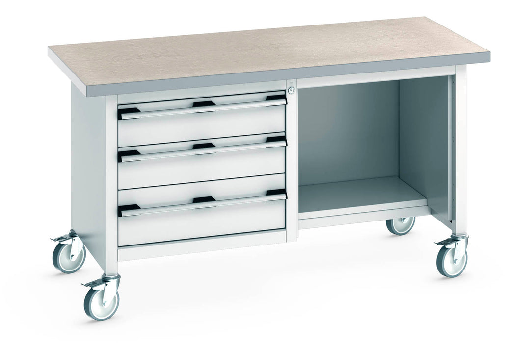 Bott Cubio Mobile Storage Bench (Lino) 3 Drawers / Open-1/2 Base Shelf (WxDxH: 1500x750x840mm) - Part No:41002117