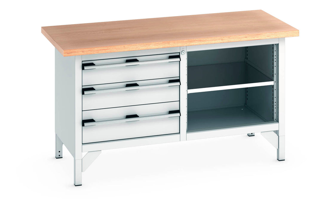 Bott Cubio Storage Bench (Mpx) 3 Drawers / Mid Shelf (WxDxH: 1500x750x840mm) - Part No:41002166