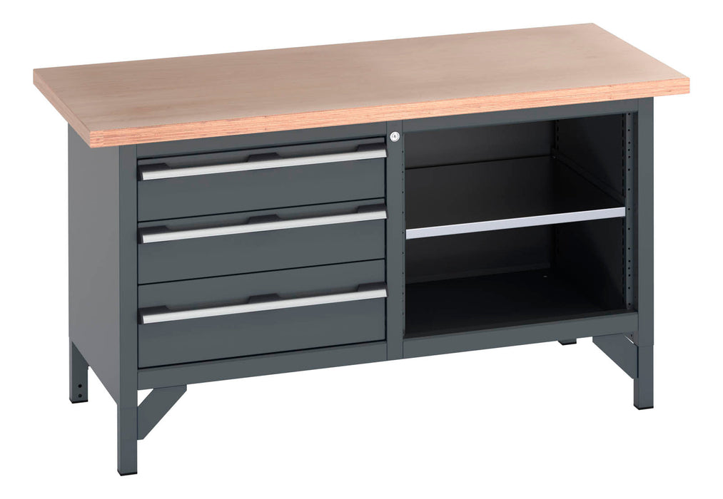 Bott Cubio Storage Bench (Mpx) 3 Drawers / Mid Shelf (WxDxH: 1500x750x840mm) - Part No:41002166