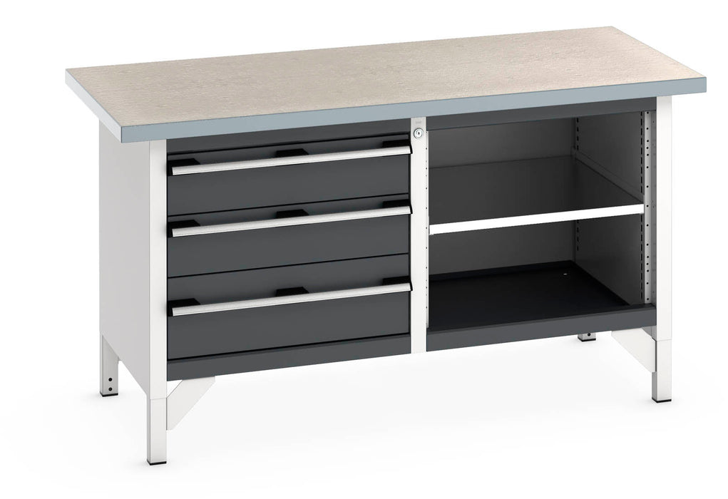 Bott Cubio Storage Bench (Lino) 3 Drawers / Mid Shelf (WxDxH: 1500x750x840mm) - Part No:41002167