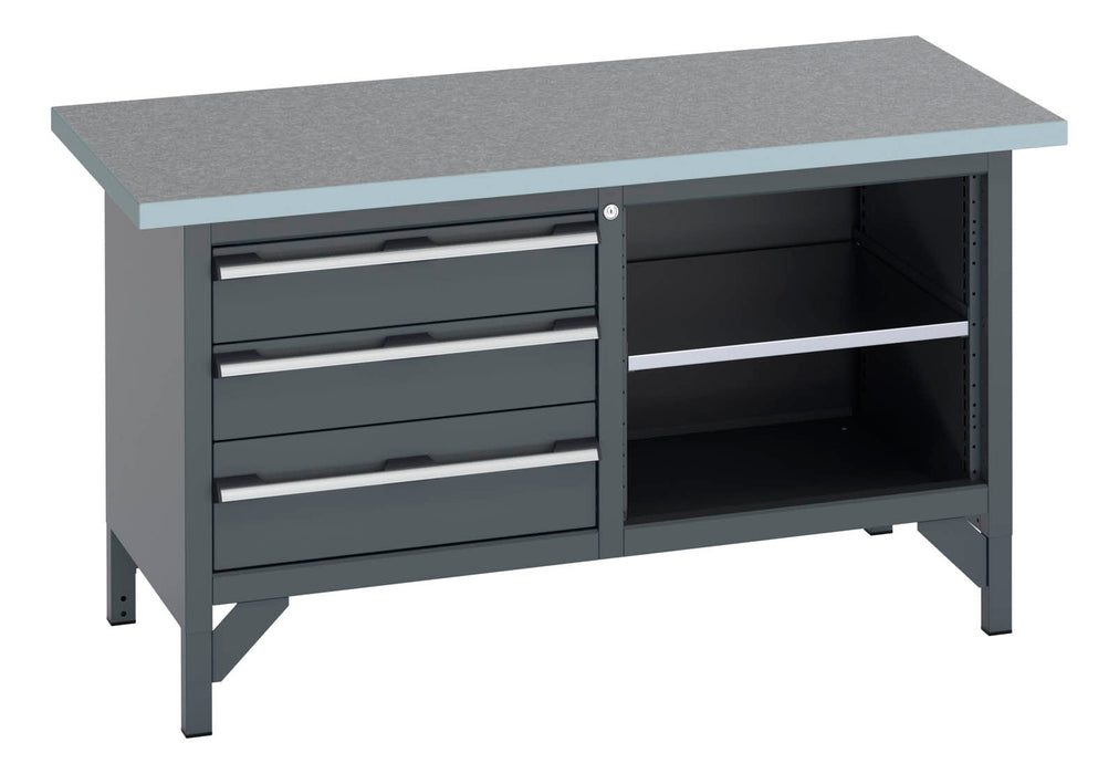 Bott Cubio Storage Bench (Lino) 3 Drawers / Mid Shelf (WxDxH: 1500x750x840mm) - Part No:41002167