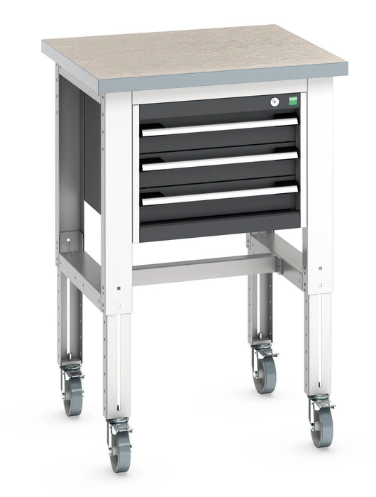 Bott Cubio Mobile Bench Adjustable Height (Lino) With 3 Drawer Cabinet (WxDxH: 750x750x840-1140mm) - Part No:41003529