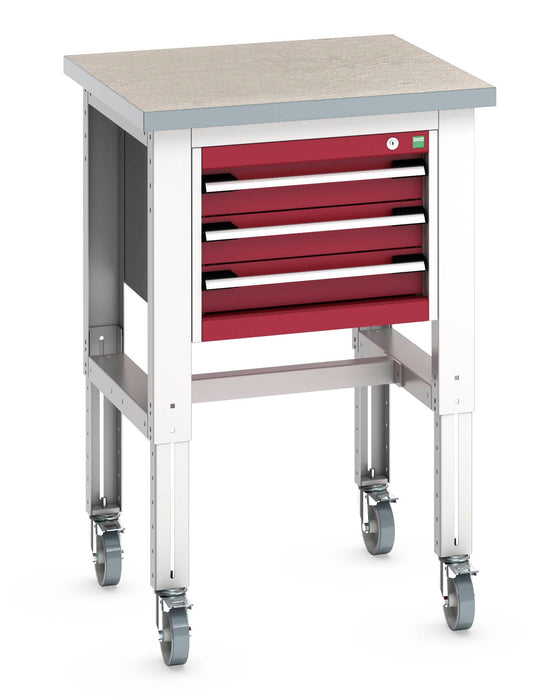 Bott Cubio Mobile Bench Adjustable Height (Lino) With 3 Drawer Cabinet (WxDxH: 750x750x840-1140mm) - Part No:41003529
