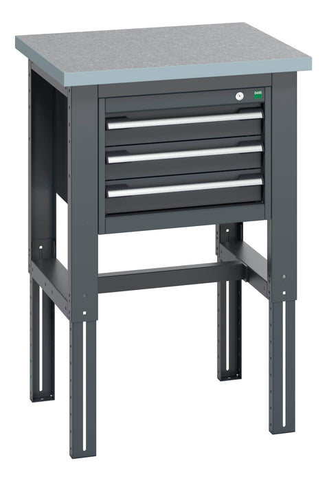 Bott Cubio Framework Bench (Lino) With 3 Drawer Cabinet (WxDxH: 750x750x740-1140mm) - Part No:41003535