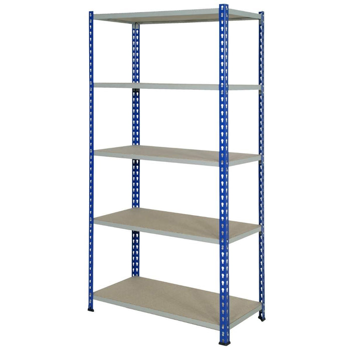 SAC J Rivet Racking Bay with 5 Shelf Levels - Blue and Grey