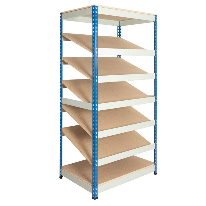 SAC Rivet Kanban Shelving Bay 1830mm H x 915mm W x 610mm d c/w 5 x Sloping Shelves