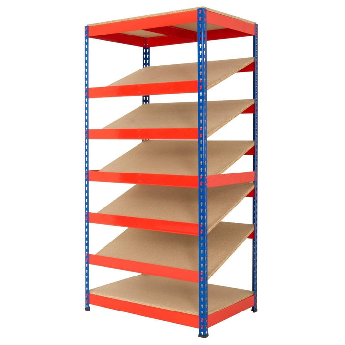 SAC Rivet Kanban Shelving Bay 1830mm H x 915mm W x 610mm d c/w 5 x Sloping Shelves