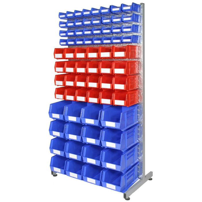 SAC Single Sided Freestanding Louvre Starter Rack Kit B 1920mm H x 930mm W x 510mm D c/w 2 x Frames, 3 x Louvre Panels & 72 x Assorted Plastic bins