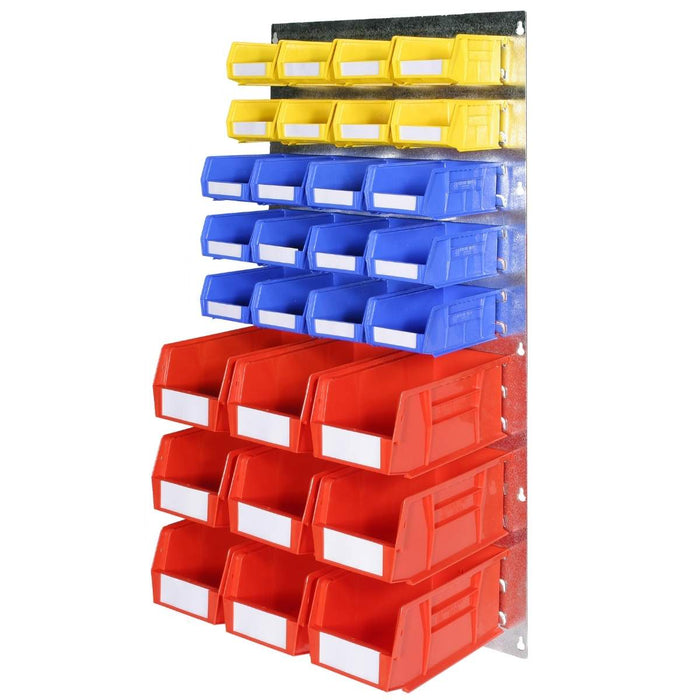 SAC Portrait Wall Mounted Louvre Panel Kit B 915mm H x 457mm W c/w 1 x Galvanised Louvre Panel & 29 x Assorted Plastic Bins