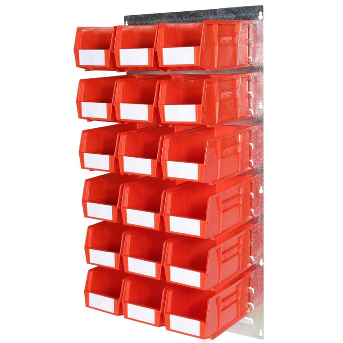 SAC Portrait Wall Mounted Louvre Panel Kit C 915mm H x 457mm W c/w 1 x Galvanised Louvre Panel & 18 x Red ARTB30 Plastic Bins