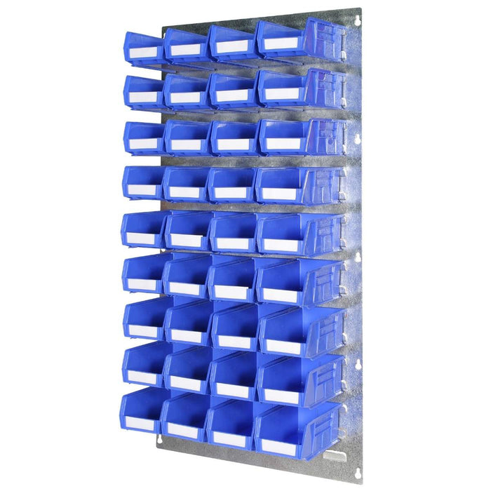 SAC Portrait Wall Mounted Louvre Panel Kit D 915mm H x 457mm W c/w 1 x Galvanised Louvre Panel & 36 x Blue ARTB20 Plastic Bins