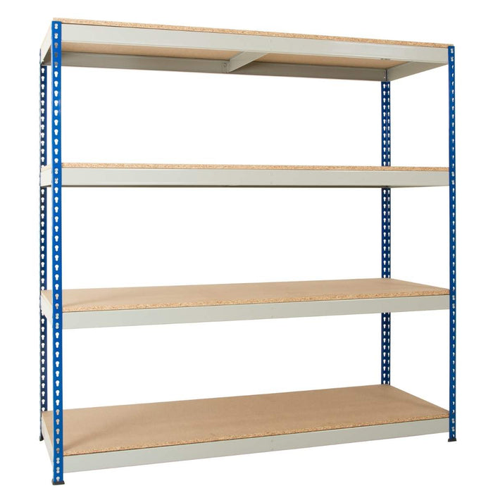 SAC Heavy Duty Rivet Racking Bay with 4 Shelf Levels - Height: 1830mm - Blue & Grey
