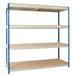 SAC Heavy Duty Rivet Racking Bay with 4 Shelf Levels - Height: 1830mm - Blue & Grey