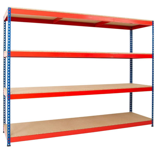 SAC Heavy Duty Rivet Racking Bay with 4 Shelf Levels - Height: 1830mm - Blue & Orange