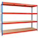 SAC Heavy Duty Rivet Racking Bay with 4 Shelf Levels - Height: 1830mm - Blue & Orange