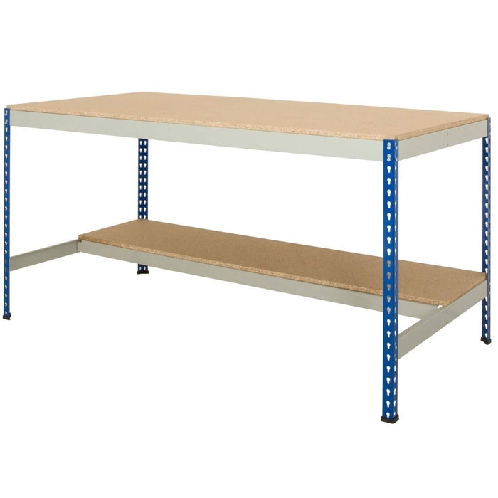 SAC Rivet Workbench with Chipboard Top and Full Half Depth Chipboard Undershelf - Height: 915mm