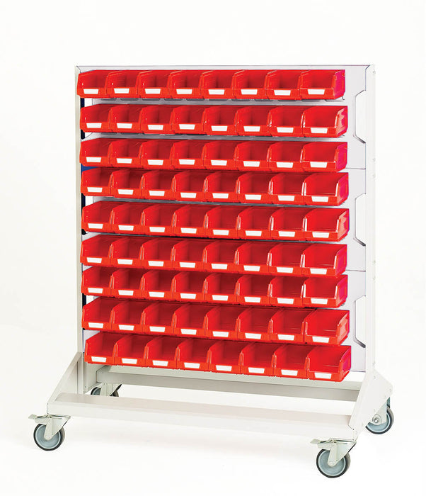Bott Louvre Panel Trolley Double Sided & Bins With 6 Panels, 144X Red Bins (WxDxH: 1000x550x1250mm) - Part No:16917271