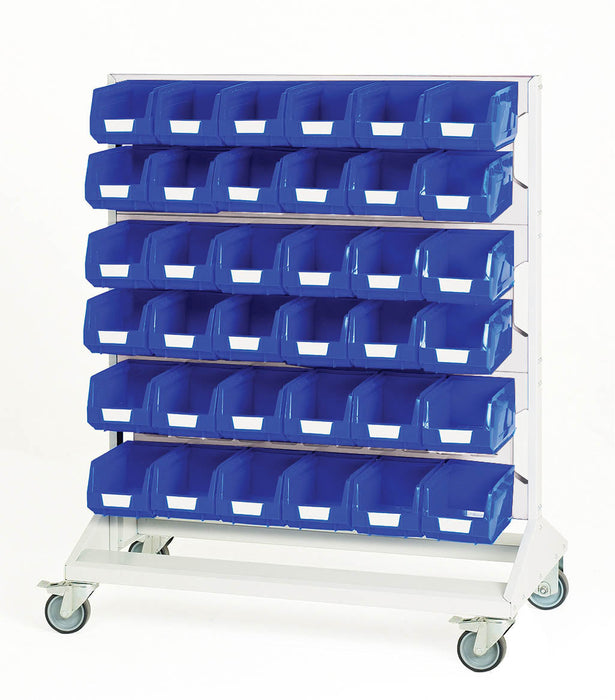 Bott Louvre Panel Trolley Double Sided & Bins With 6 Panels, 72X Blue Bins (WxDxH: 1000x550x1250mm) - Part No:16917272