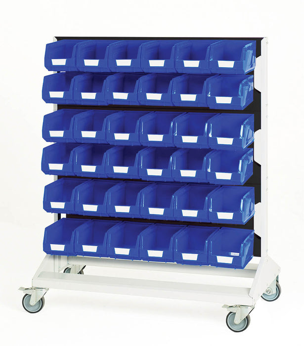 Bott Louvre Panel Trolley Double Sided & Bins With 6 Panels, 72X Blue Bins (WxDxH: 1000x550x1250mm) - Part No:16917272