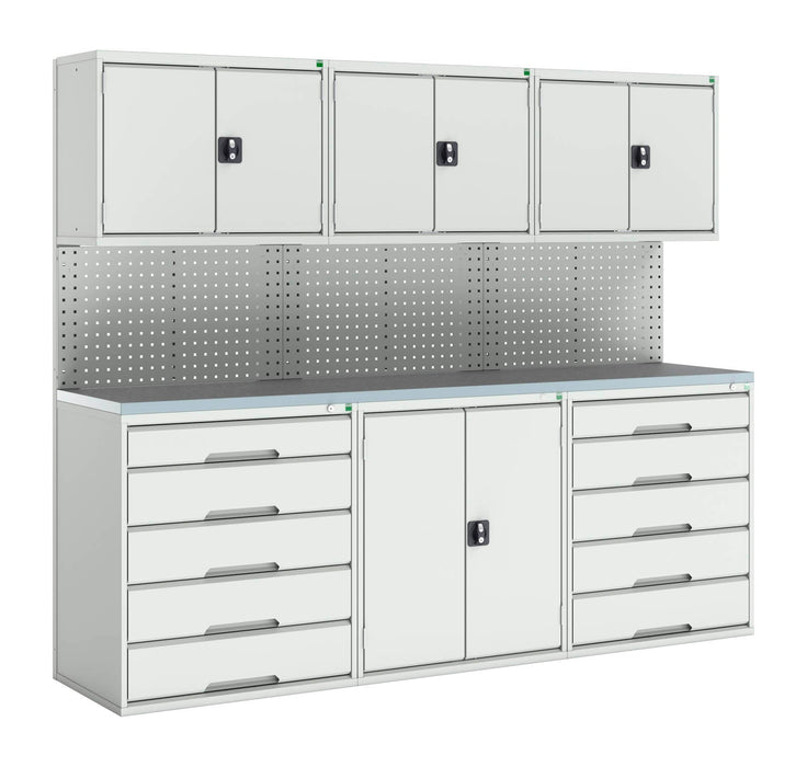 Bott Verso Modular Workshop With 4X Cupboards, 2X Cabinets (WxDxH: 2400x590x2000mm) - Part No:16920101
