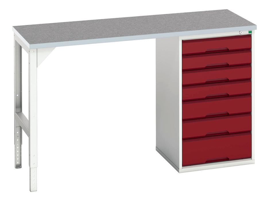 Bott Verso Pedestal Bench With 7 Drawer 525W Cab & Lino Worktop (WxDxH: 1500x600x930mm) - Part No:16921911