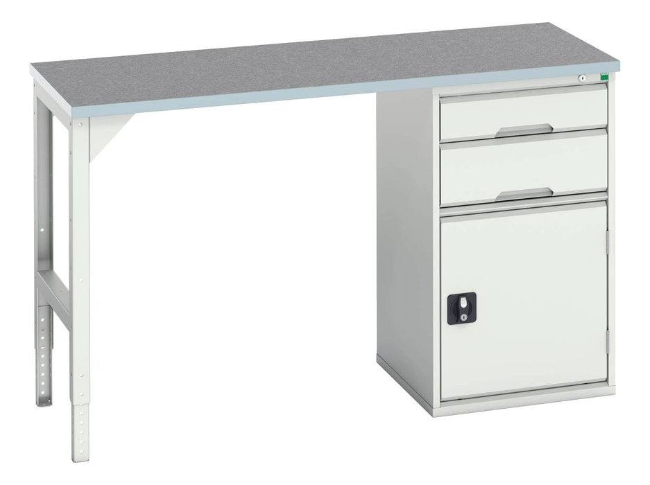 Bott Verso Pedestal Bench With 2 Drawers/Cupboard 525W Cab & Lino Top (WxDxH: 1500x600x930mm) - Part No:16921912