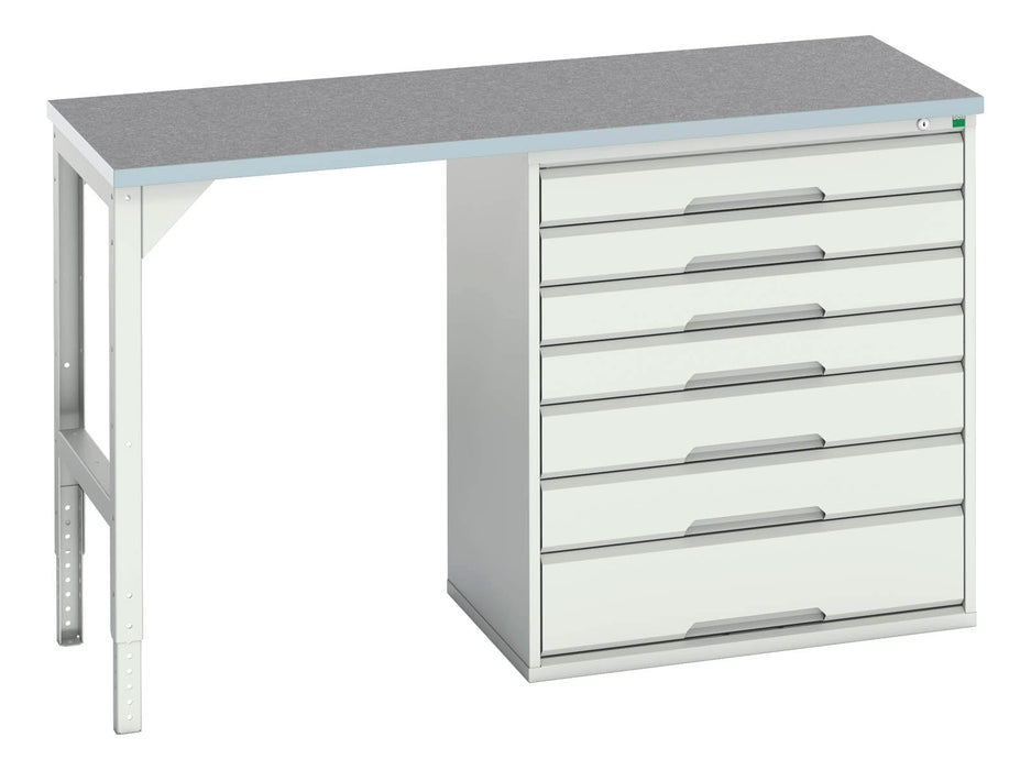 Bott Verso Pedestal Bench With 7 Drawer 800W Cab & Lino Worktop (WxDxH: 1500x600x930mm) - Part No:16921914