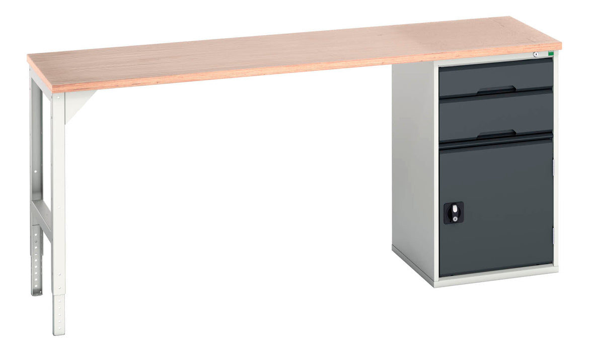 Bott Verso Pedestal Bench With 2 Drawers/Cupboard 525W Cab & Mpx Top (WxDxH: 2000x600x930mm) - Part No:16921952