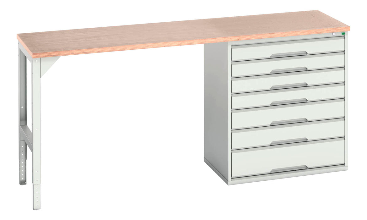 Bott Verso Pedestal Bench With 7 Drawer 800W Cab & Mpx Worktop (WxDxH: 2000x600x930mm) - Part No:16921954
