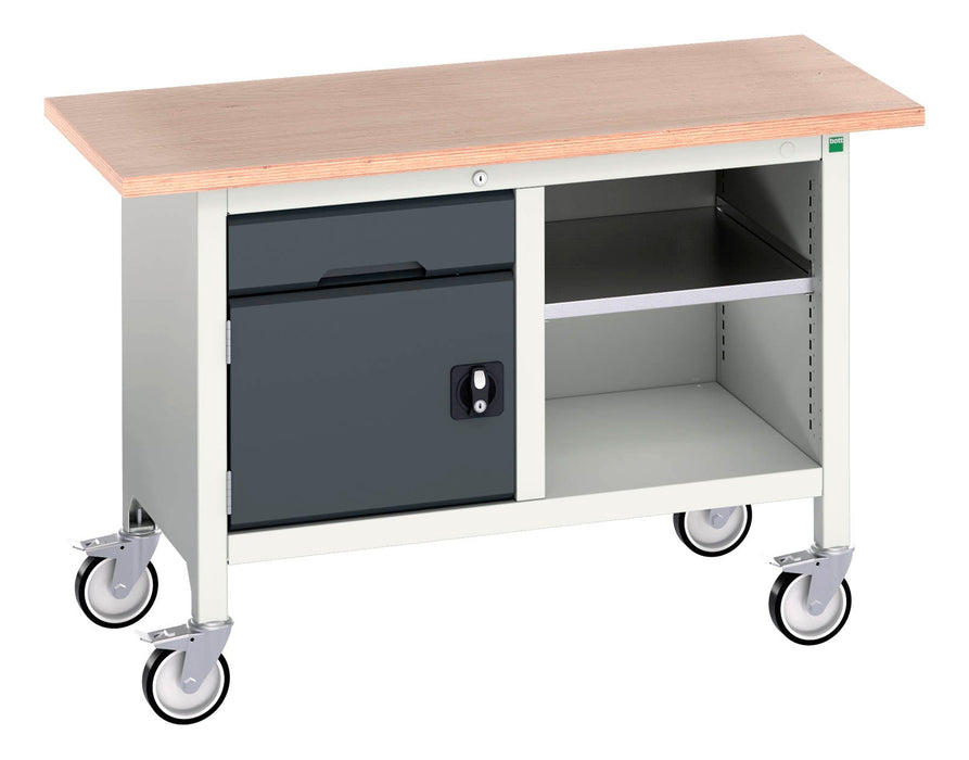 Bott Verso Mobile Storage Bench (Mpx) With 1 Drawer-Cupboard / Mid Shelf (WxDxH: 1250x600x830mm) - Part No:16923200