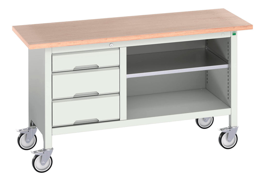 Bott Verso Mobile Storage Bench (Mpx) With 3 Drawer Cab / Mid Shelf (WxDxH: 1500x600x830mm) - Part No:16923212