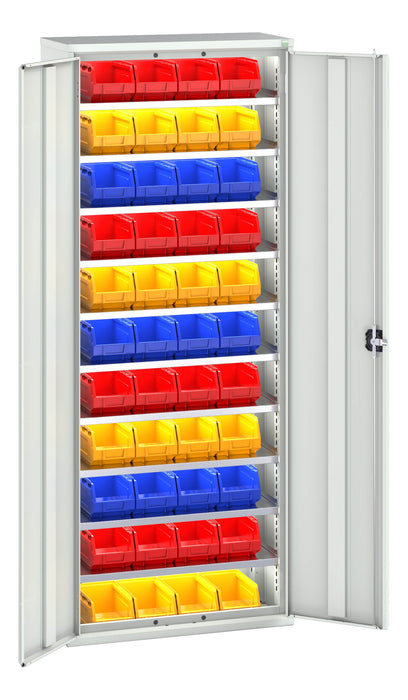 Bott Verso Bin Cupboard With 10 Shelves, 44 Bins (WxDxH: 800x350x2000mm) - Part No:16926401