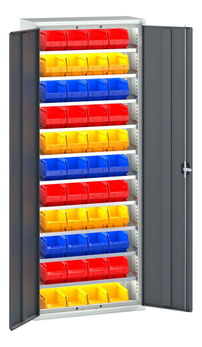 Bott Verso Bin Cupboard With 10 Shelves, 44 Bins (WxDxH: 800x350x2000mm) - Part No:16926401