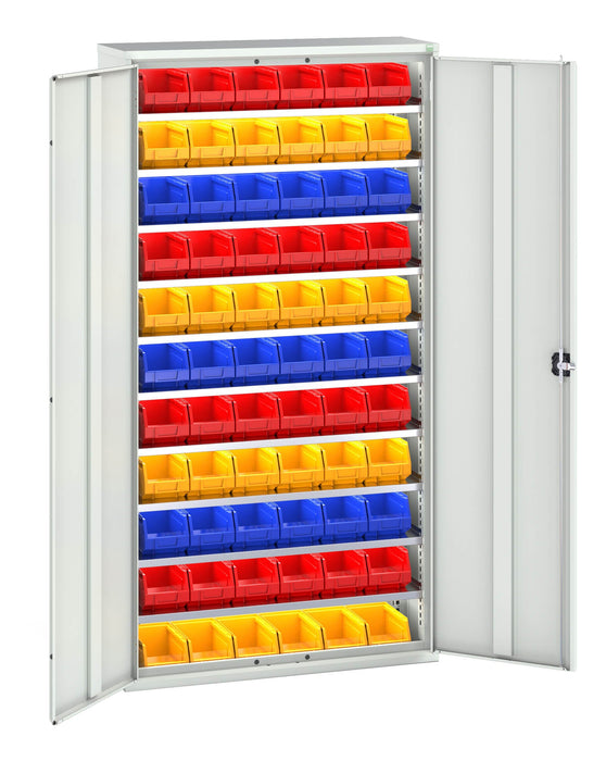 Bott Verso Bin Cupboard With 10 Shelves, 66 Bins (WxDxH: 1050x350x2000mm) - Part No:16926501