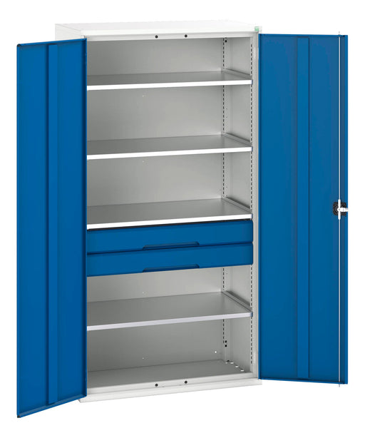 Verso Kitted Cupboard With 4 Shelves, 2 Drawers (WxDxH: 1050x550x2000mm) - Part No:16926574