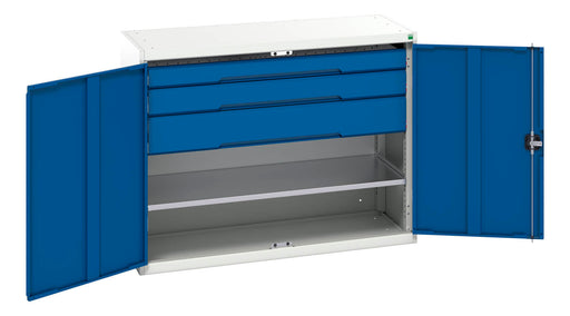 Verso Kitted Cupboard With 1 Shelf, 3 Drawers (WxDxH: 1300x550x1000mm) - Part No:16926607