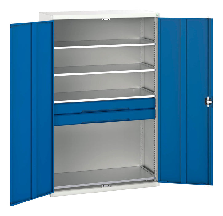 Verso Kitted Cupboard With 4 Shelves, 2 Drawers (WxDxH: 1300x550x2000mm) - Part No:16926654