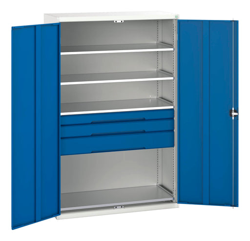 Verso Kitted Cupboard With 4 Shelves, 3 Drawers (WxDxH: 1300x550x2000mm) - Part No:16926655