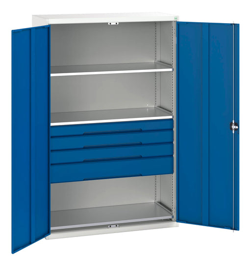 Verso Kitted Cupboard With 3 Shelves, 4 Drawers (WxDxH: 1300x550x2000mm) - Part No:16926656