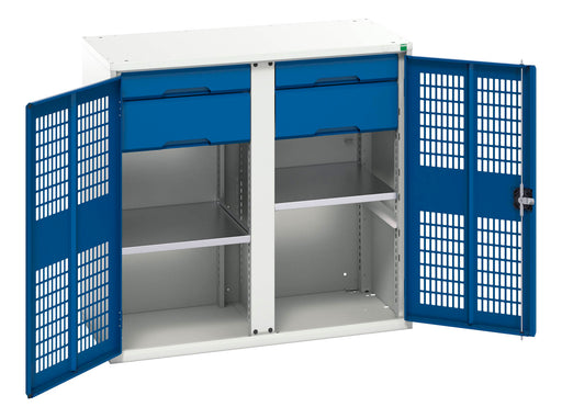 Verso Ventilated Door Kitted Cupboard With 2 Shelves, 4 Drawers & Partition (WxDxH: 1050x550x1000mm) - Part No:16926764