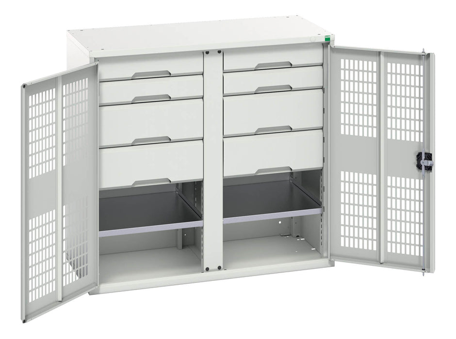 Bott Verso Ventilated Door Kitted Cupboard With 2 Shelves, 8 Drawers & Partition (WxDxH: 1050x550x1000mm) - Part No:16926765