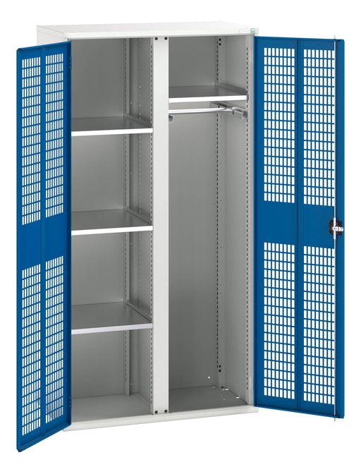 Verso Ventilated Door Kitted Cupboard With 4 Shelves, 1 Rail & Partition (WxDxH: 1050x550x2000mm) - Part No:16926774