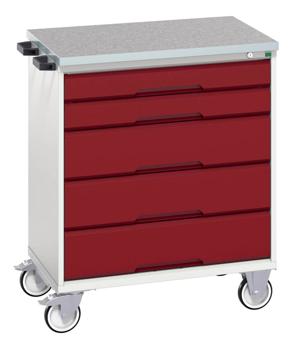 Bott Verso Mobile Cabinet With 5 Drawers And Lino Top (WxDxH: 800x600x980mm) - Part No:16927000